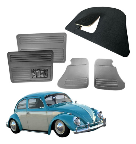 Kit Vocho Sedan Ratonera Media Luna + 4 Tapas Gris Vw