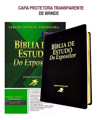 Bíblia De Estudo Do Expositor Preta Original Sbb + Capa