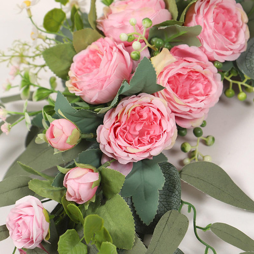L 2 Piezas De Flores De Arco De Boda Rosa Rosa Rosa