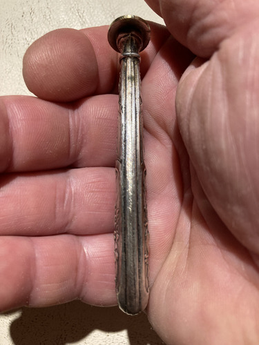Mango Porta Sello Para Lacre Francés Metal Labrado Vintage !