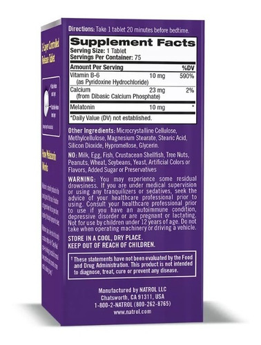 Imagen 3 de 5 de Melatonina Advanced 10 Mg | Liberación Prolongada | 75 Tabs