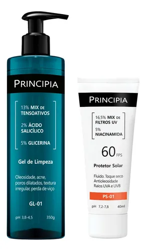 Principia Kit Gel De Limpeza GL-01 + Protetor Solar Facial PS-01 FPS 60