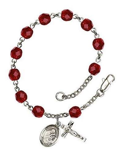 Pulsera De Dije - St. Aloysius Gonzaga Silver Plate Rosary B