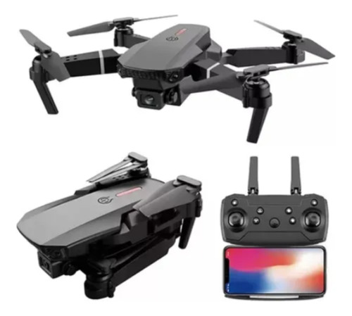 Mini Drone Plegable Doble Camara Hd Luz Wifi App Control Gris