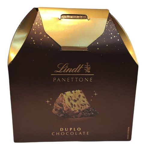 Imagem 3 de 4 de Panettone Importado Duplo Chocolate Lindt 400g + Brinde