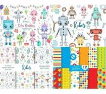 Comprar Kit Imprimible  Robots -  Imagenes  Fondos