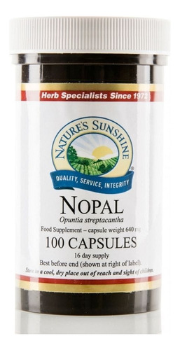 Nopal, Nature`s Sunshine, 100 Capsulas Naturales