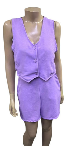 Conjunto Chaleco Y Short Juvenil Lila Lisa Unitalla
