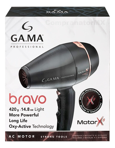 Secadora Pelo Profesional Compacta Viaje Motor Ac Gama Italy Color Negro