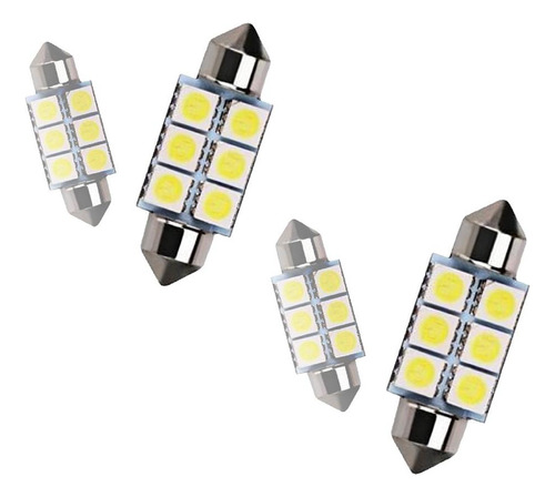 2 Par Torpedo 6 Leds 12v 5w Lampadas Luz De Teto 36mm