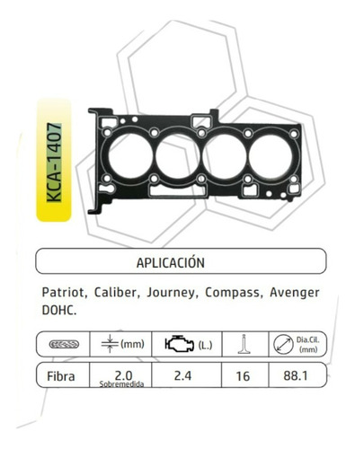 Junta Cabeza Para Avenger 2.4 08-14 Sobremedida 2mm Kca-1407