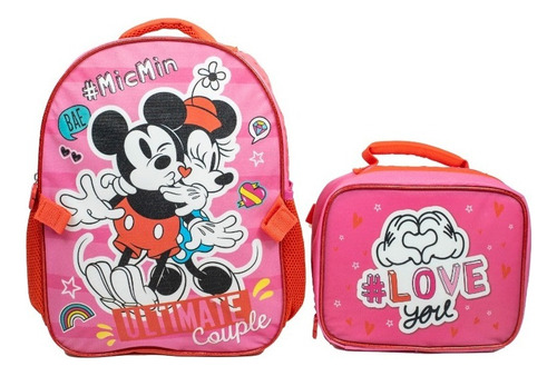 Mochila Escolar Minnie Mouse Mn77818 Color Rosa