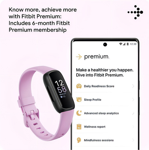 Smartband Fitbit Inspire 3 Fitness Tracker - Lilac Bliss Cor da caixa Lilás Desenho da pulseira Lilás