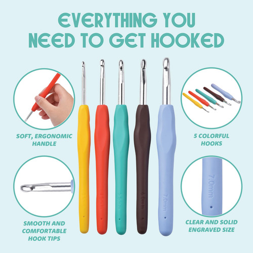 Kit De Ganchillo Mira Handcrafts Essentials Con 12 Hilos Acr