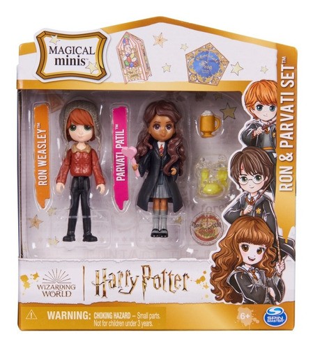 Mini Muñecos Wizarding World De Ron Y Parvati Plástico 7.6cm