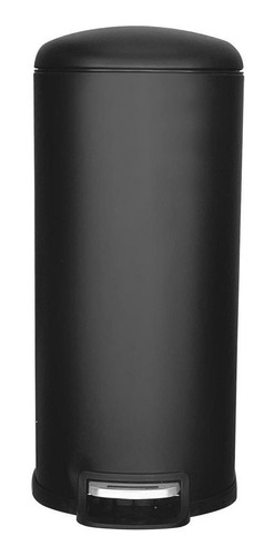 Bote De Basura Metálico 40l Negro Con Pedal