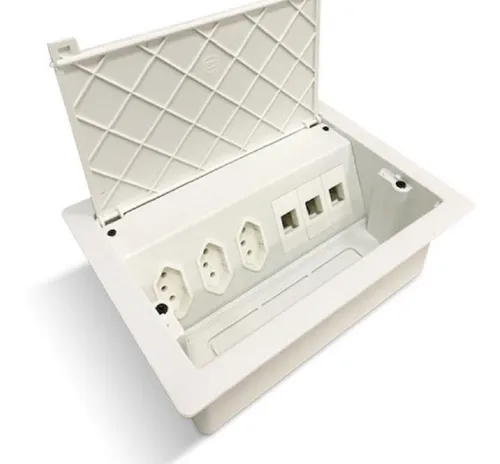 comprar Caixa De Tomadas Mesa 3 Eletrica E 3 Dados Completa Branca.