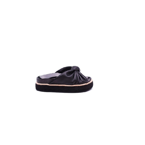 Natacha Zapato Mujer Zueco Plataforma Cuero Negro #2771