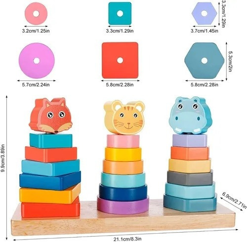 Bloques De Construcción Juguetes Torre De Madera Animales