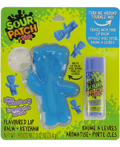 Llavero Con Brillo De Labios Azul Frambuesa Para Niños Sour 