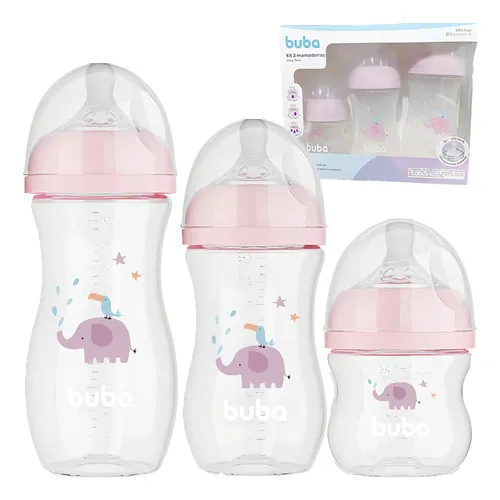 Kit 3 Mamadeiras Easy Flow Buba