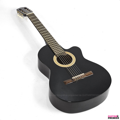 Guitarra Electrocriolla Con Corte Negro Tensor Manual Pua Gp