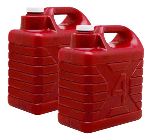 Garrafón De Bidón Polietileno, Mxbmi-002, 2 Pzas, 4l, Rosca Color Rojo