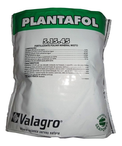 Plantafol 5-15-45 Fertilizante Foliar Mineral Misto 1 Kg