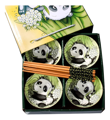 Juego De Cuencos Y Palillos De Arroz Diseño De Panda, ...