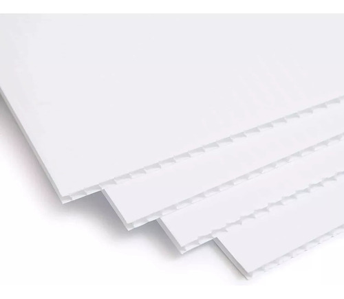 4 Laminas Coroplast Plastico Corrugado Blanco 61x122cm