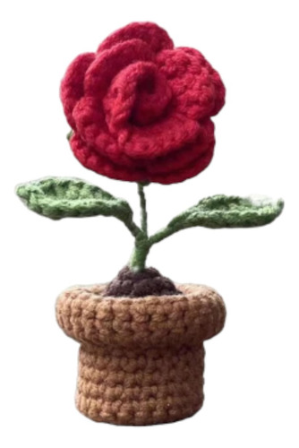 Tulipan, Girasol Y Rosa Tejida A Crochet Incluye Macetita