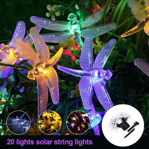 Guirnalda De Luces Solares Con Forma De Libélula, 30 Led, Al