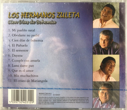 Imagen 2 de 2 de Los Hermanos Zuleta - Cien Días De Bohemia