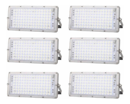 Pack X6 Reflector Led Blanco 200w Alta Potencia Exterior