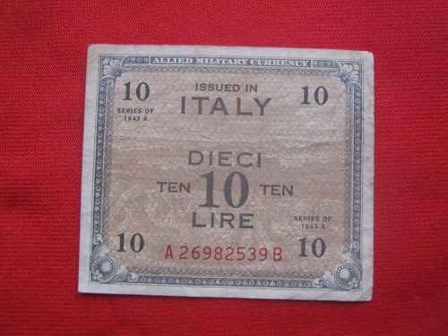 Italia 10 Liras 1943 Ocupación Aliada