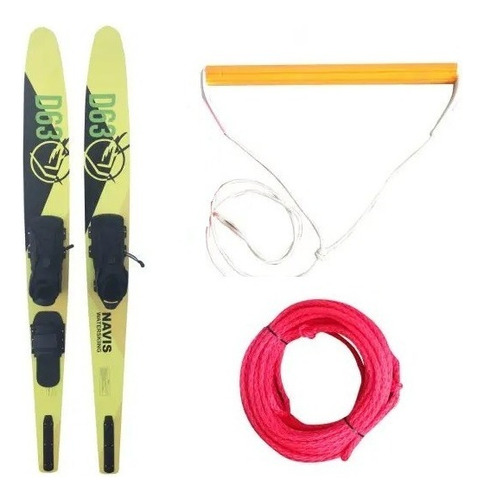 Esqui Aquático Com Botas Navis 168cm Amarelo + Manete C/cabo