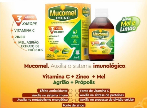 Vitamina C, Mel, Agriao E Propolis Mucomel Imuno120ml Xarope