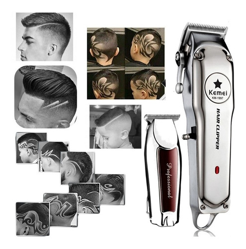 Imagem 4 de 5 de Kit Maquina Cortar Cabelo E Acabamento Sem Fio Cabelo Barba