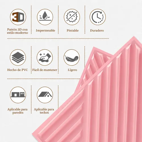Pvc Rosa Paneles Decorativo 3d Pvc Para Pared 30x30cm 33 Pz Rayas Rosa ...