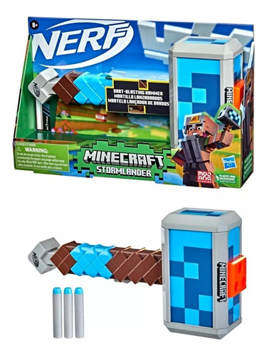 Nerf Lanzador Minecraft Martillo Stormlander Dardos Hasbro