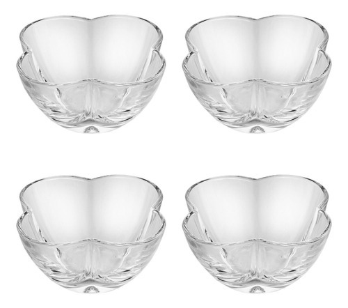 Jogo 4 Bowls Tigelas De Cristal Clover 9cm X 5cm Lyor Cor Transparente