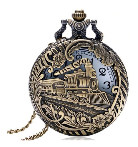 Relógio De Bolso Relíquia Clássico Vintage Trem Maria Fumaça