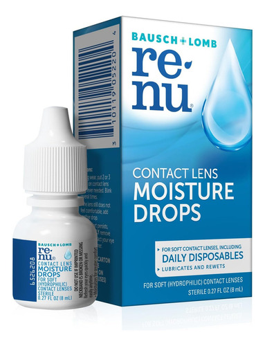 Gotas Para Los Ojos Renu, Para El Alivio Del Enrojecimiento Y Los Ojos Secos, Lubricantes Y Rehumectantes, Para Uso Prolongado, Reemplazo Frecuente Y Lentes De Contacto Blandos Desechables 8 Ml