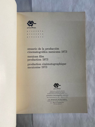Anuario De La Producción Cinematográfica Mexicana 1973 (Usado)