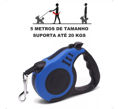 Coleira Pet Guia Retrátil P/ Cachorro Gato 5 Metros Até 20kg