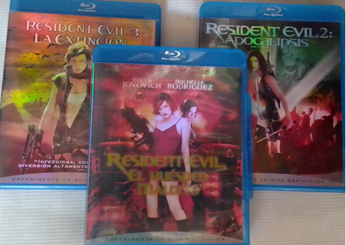 Resident Evil 1, 2 &3/ Milla Jovov 3pels 3 Blurays Como Nuev