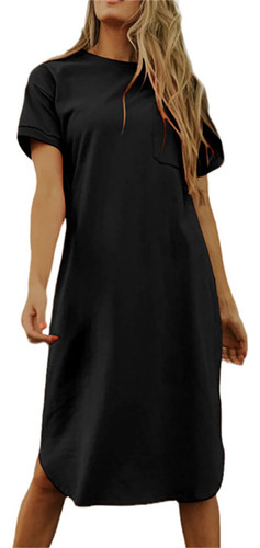 Vestido S Para Mujer, Casual, Manga Corta, Cuello Redondo, A