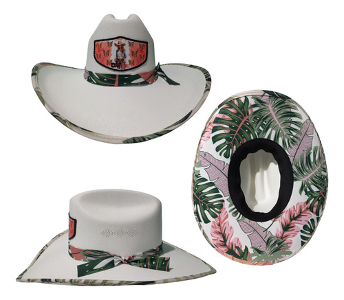 Sombrero Vaquero Modelo Americana Forrado Con Diseño Areca