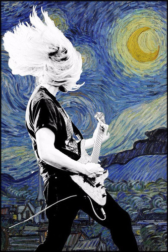 Poster Rock + Arte 65x100cm Foto Decoração Guitarra Van Gogh