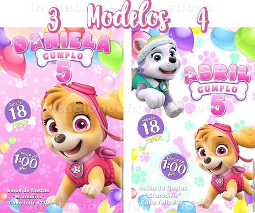 Invitación Marshall Paw Patrol Patrulla De Cachorros Fiesta